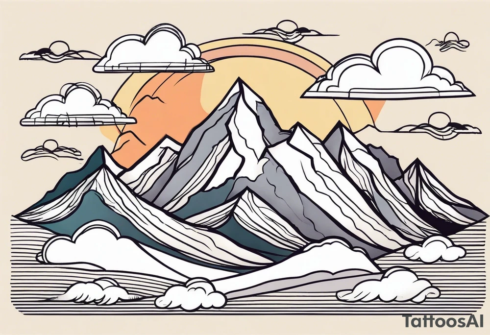 mountains with clouds tattoo idea