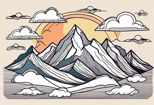 mountains with clouds tattoo idea