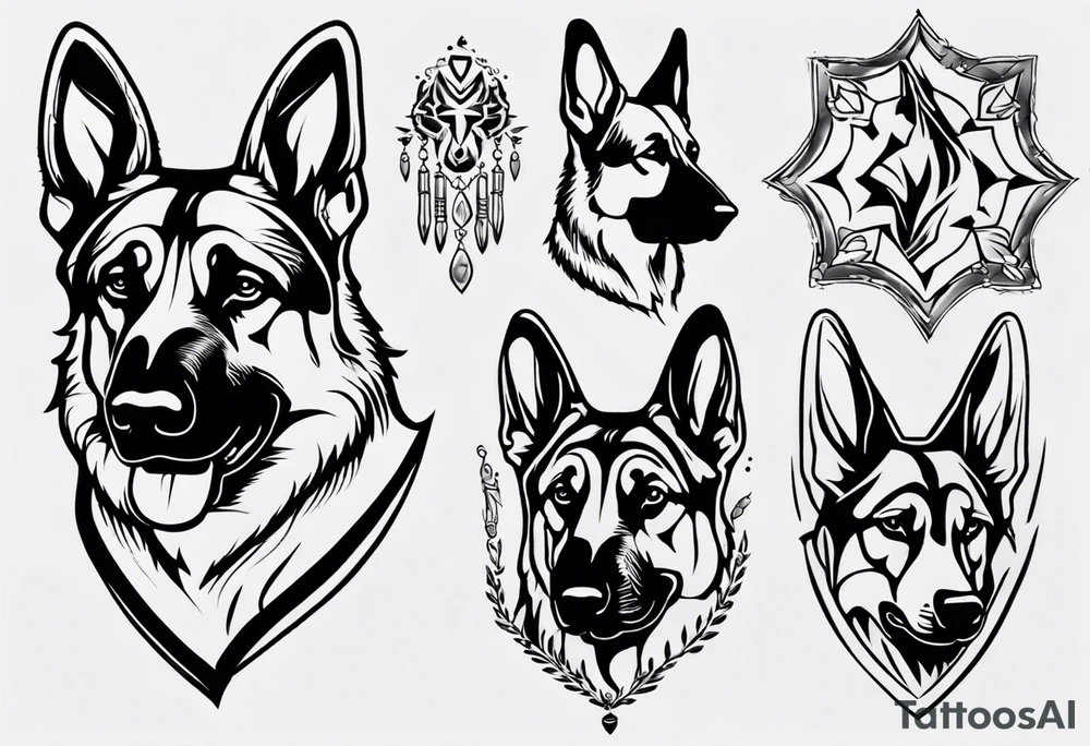 German Shepherd portrait tattoo idea