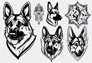 German Shepherd portrait tattoo idea