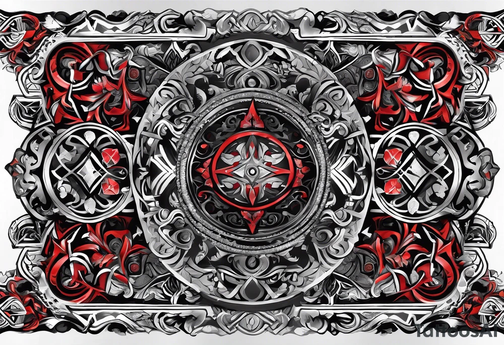 Arm sleeve, black, gray, silver, red, tribal, include elements of fire, include elements of motorcycles, include elements of Folkstyle wrestling tattoo idea Arm sleeve, black, gray, silver, red, tribal, include elements of fire, include elements of motorcycles, include elements of Folkstyle wrestling tattoo idea