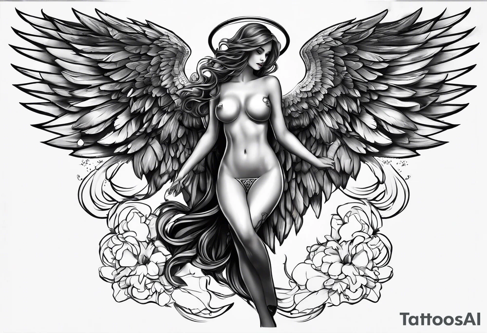 Angel in dessous tattoo idea