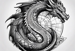 dragon, outer space, carpentry tattoo idea