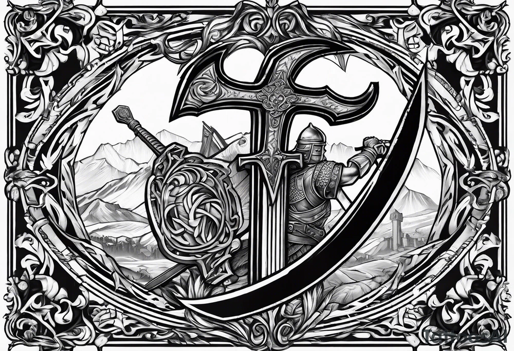 The symbol of Matthias a open Bible and a battle Axe tattoo idea