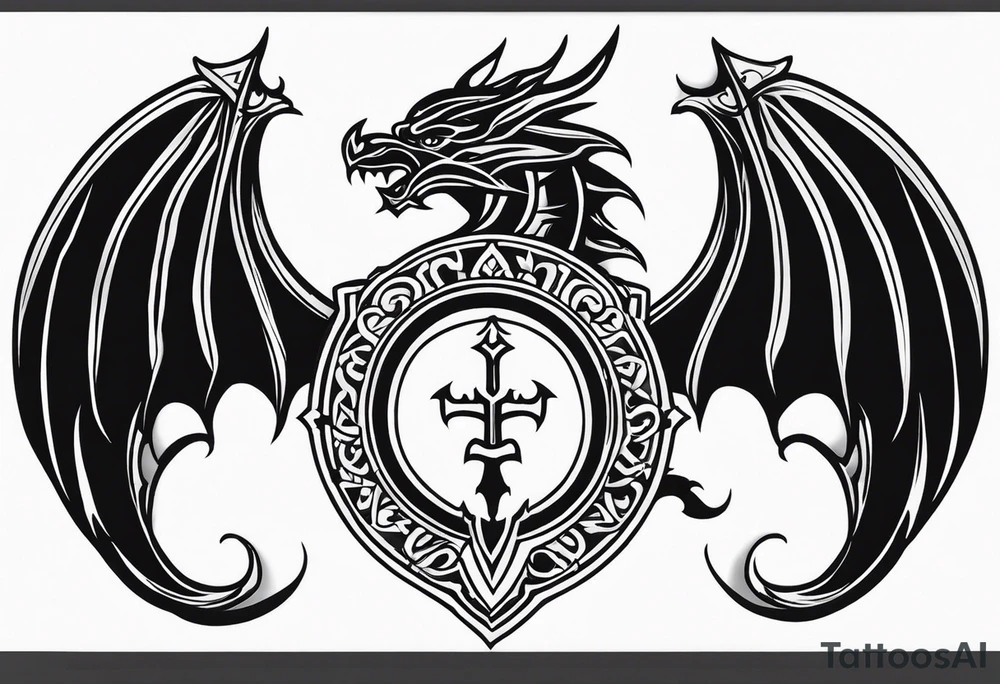 Valhalla sword shield dragon tattoo idea