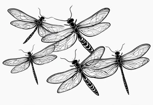 4 dragonflies flying together simple tattoo idea