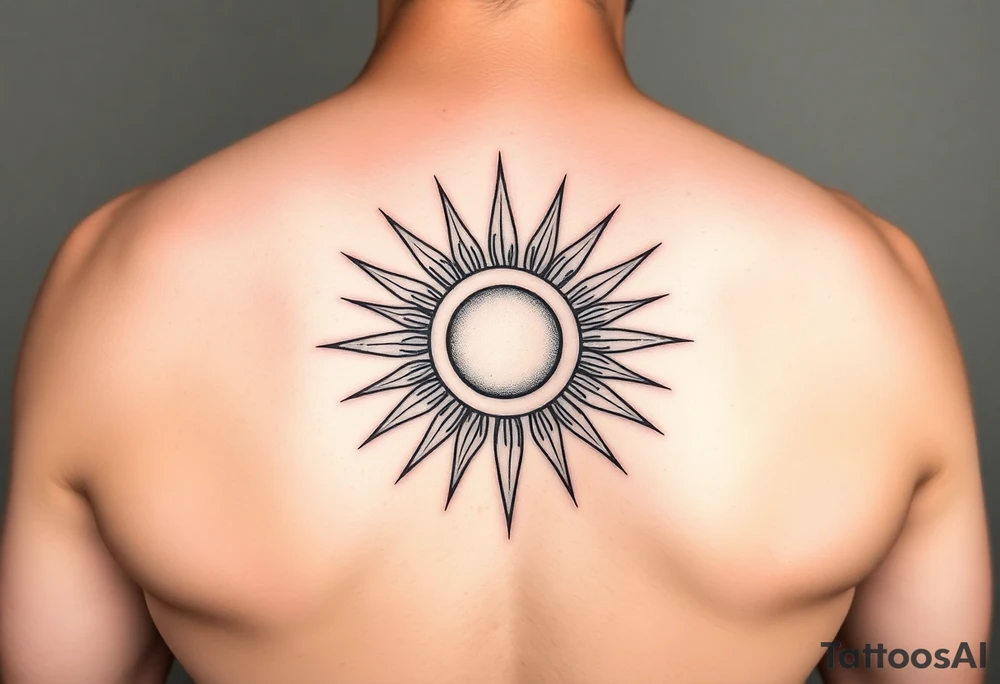 Sun with rays on back of the head tattoo idea