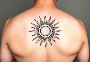 Sun with rays on back of the head tattoo idea