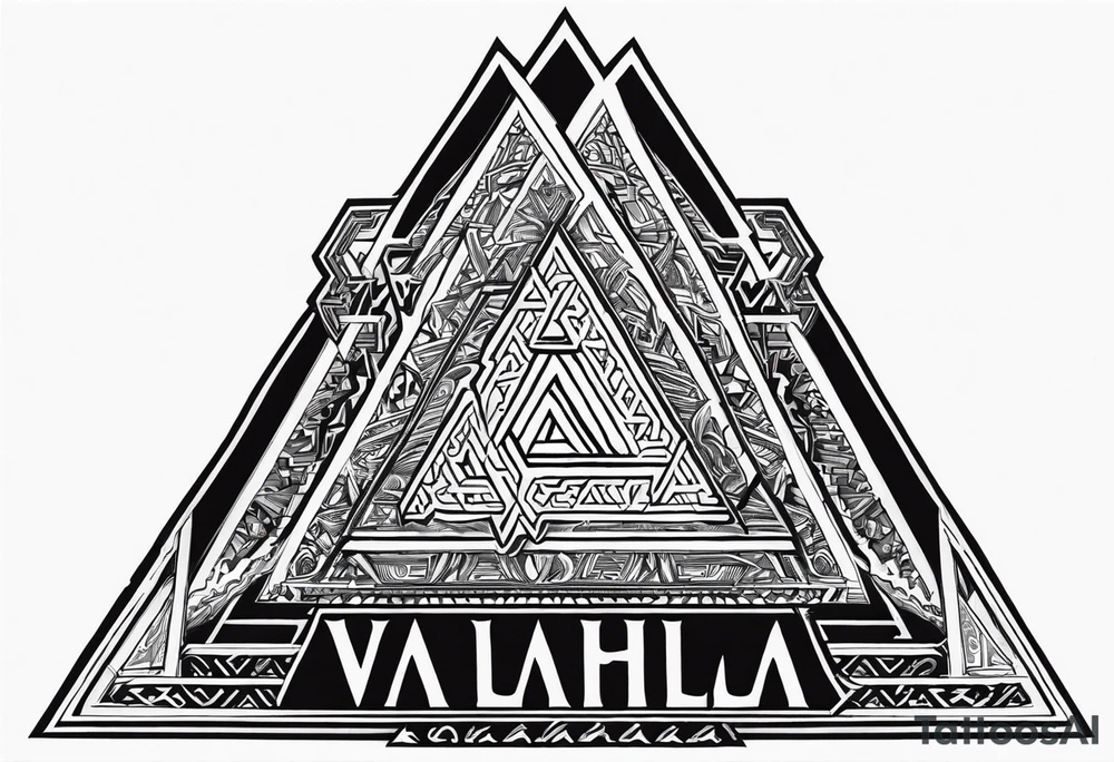 Valhalla sword shield valknut stairs tattoo idea