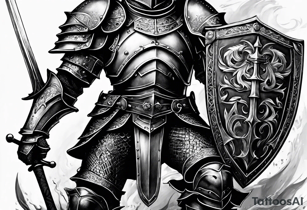 knight with heavy armor with clock and less detail tattoo idea knight with heavy armor with clock and less detail tattoo idea
