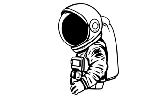 A silhouette stencil style drawing of a cute astronaut tattoo idea