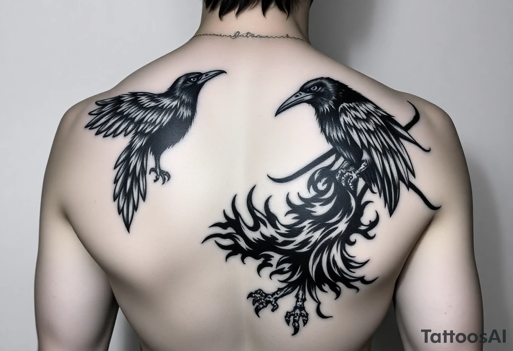 i want my tatto to go from over hips to neck but devided in diagonal in half so only the right side of my upper body is tatted. The design is supposed to be from the anime naruto. I want itachis susano as the main picture and amaterasu flames to mark the line between normal body and tatted body the flames should slowly merg into itachis crows and from the crows into the susano. The susano is supposed to go slightly on the neck and from chest to back and on the right arm tattoo idea