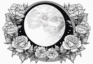 moon with carnations tattoo idea