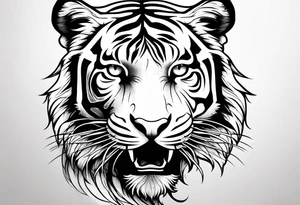 minimalist tiger outline near water tattoo idea