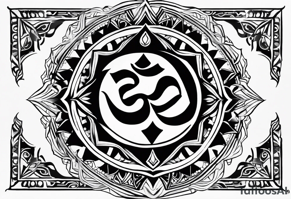 I need a 'om' tattoo on my forearm with black and grey design and less ink with solid lines only. It needs to have three triangles which represent past, present and future. The tattoo should contain stylish modern custom design. tattoo idea