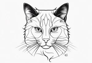 half face black and half face ginger cat tattoo idea