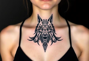 A  wolf snarling as a sheep  mystical creature tattoo idea