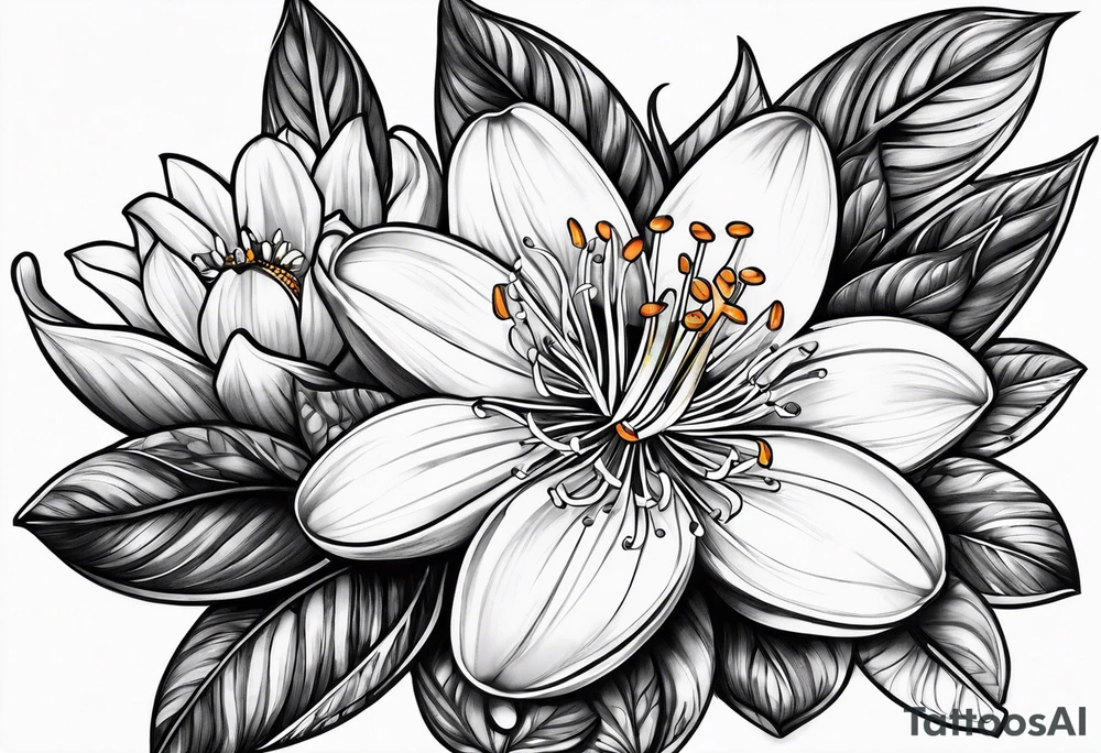 An orange blossom and orange slice tattoo idea