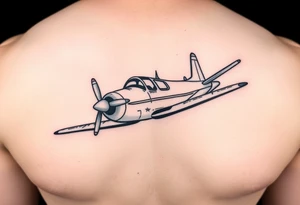 Little plane who has moustache tattoo idea