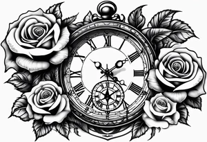 Cross anchor clock and Rose for a halve sleeve tattoo idea
