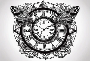 Children’s name, time piece, date of birth tattoo idea