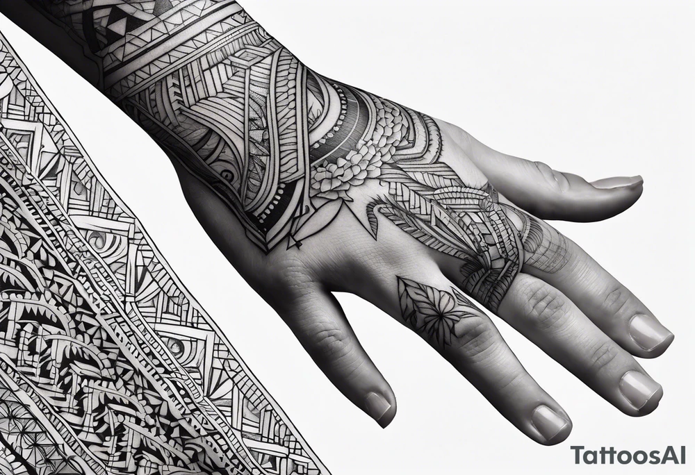 men's tattoo on hand with geometric patterns minimalist tattoo idea