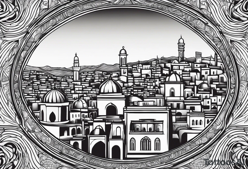 israel city vector swirl 
 vignette tattoo idea