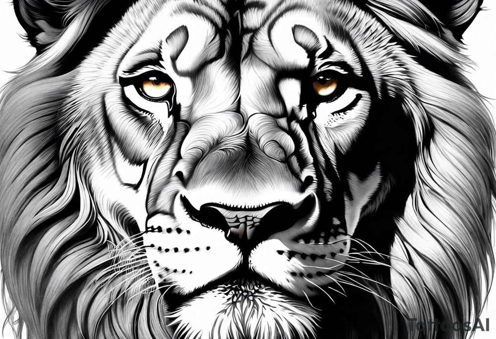 powerful majestic lion, close-up tattoo idea