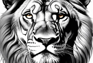 powerful majestic lion, close-up tattoo idea