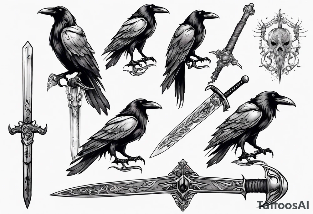 Raven with the sword tattoo idea