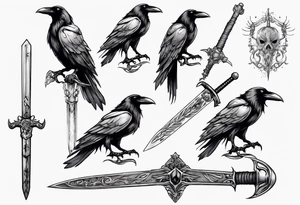 Raven with the sword tattoo idea