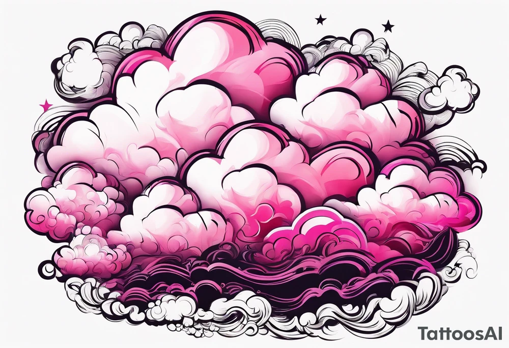 pink fluffy clouds tattoo idea