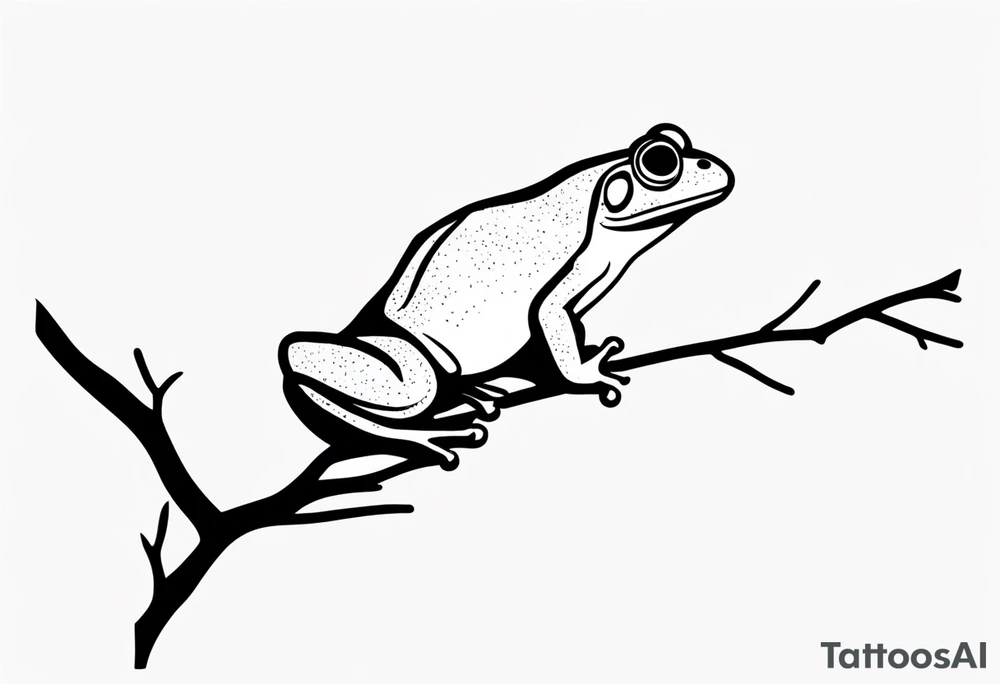a simple frog on a branch tattoo idea