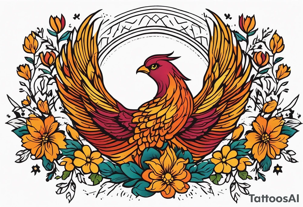 phoenix rising

old school vintage simple traditional design surrounded by vintage flowers


bold color simple tattoo idea
