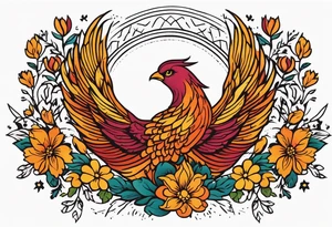 phoenix rising

old school vintage simple traditional design surrounded by vintage flowers


bold color simple tattoo idea