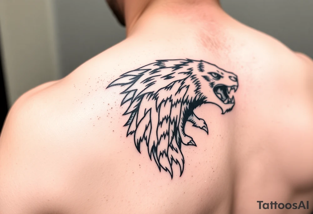 Unique sonder tattoo on shoulder to bicep tattoo idea