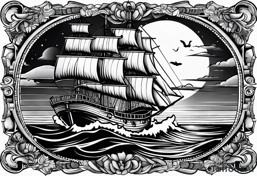 phare maritime dans un bateau a voiles. tattoo idea