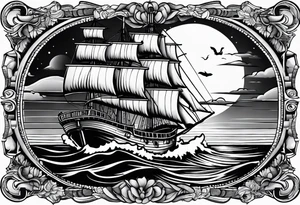 phare maritime dans un bateau a voiles. tattoo idea