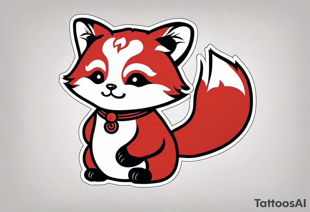 Red panda lucky cat tattoo idea
