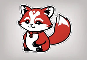Red panda lucky cat tattoo idea