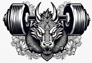 dumbbell with dragon tattoo idea