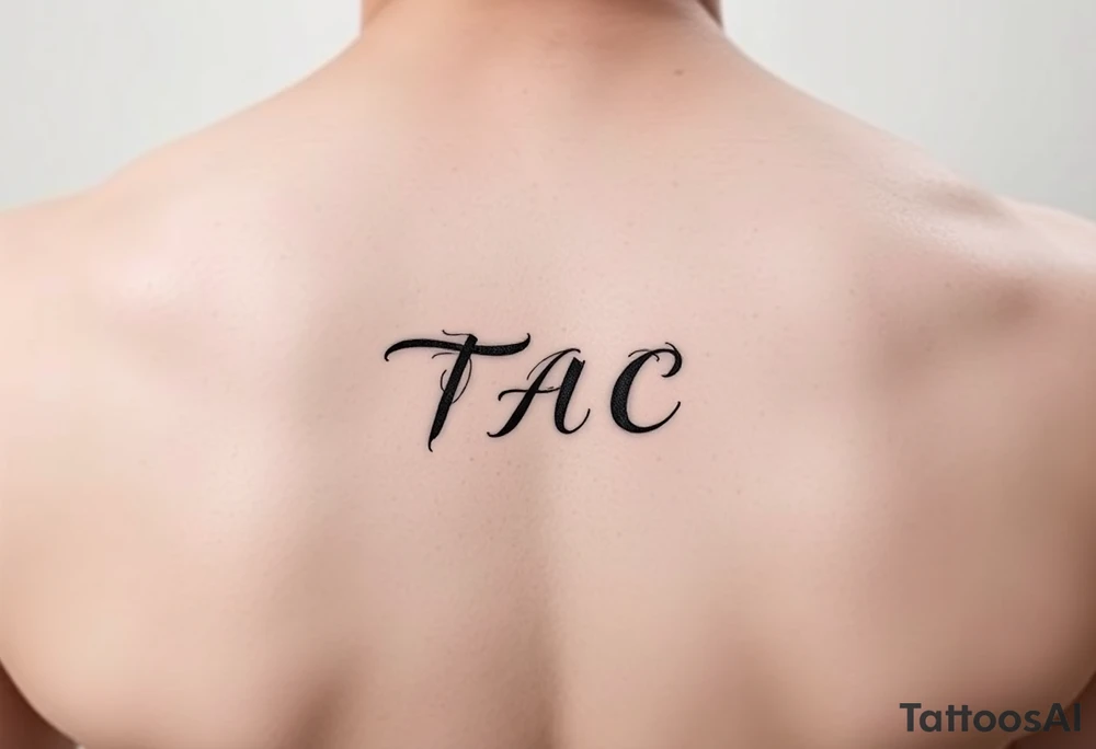 The initials TAC in small dainty writing tattoo idea