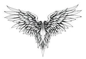Realistic long angelwings on a back tattoo idea
