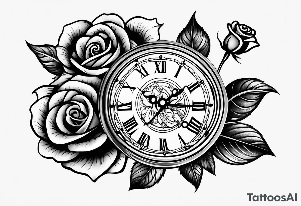 eine Taschenuhr mit einer Rose tattoo idea