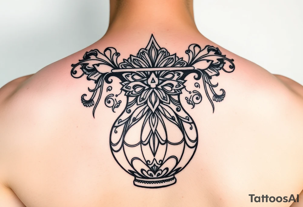 Large Decorative ornamental vase tattoo idea