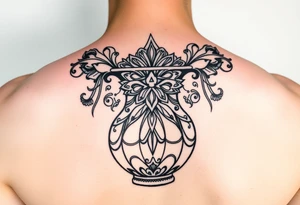 Large Decorative ornamental vase tattoo idea