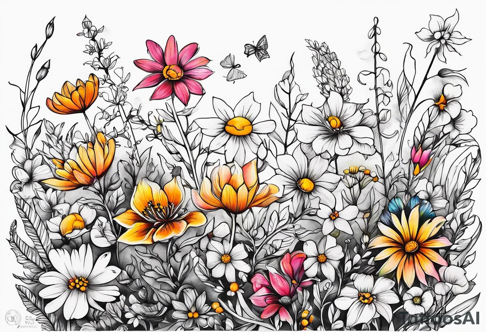 small wildflowers tattoo idea