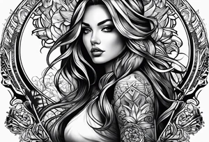 Thigh tattoo of a Powerful women, motherhood, army, medical, psychology tattoo idea