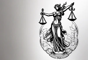 Back and gray lady justice tattoo idea