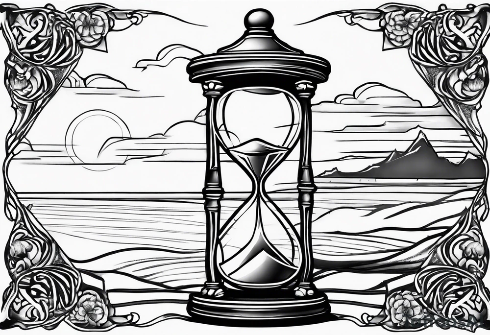 hourglass grandfather memorial sunset simple design tattoo idea